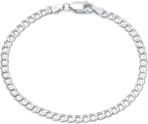 925 Sterling Silver Hip Hop Bracelet for Men Women, Stylish Cuban Link Bracelets, Platinum/18K Gold Plated Handmade Jewelry Gift, Width: 3mm