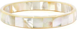 AeraVida Tropical & Stylish White Mother of Pearl Mosaic Bangle Bracelet | 8 Inch | Tropical Bracelets for Women | White Mother of Pearl Bracelet