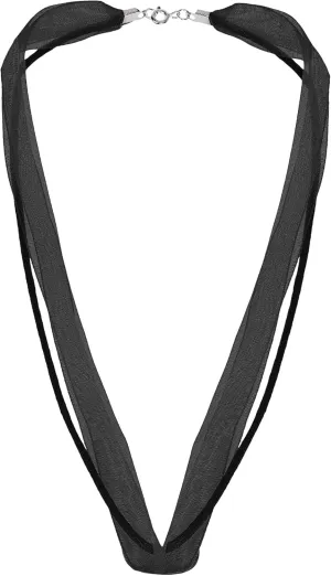 AeraVida Versatile and Chic Double Strand Ribbon Silk Choker Necklace with .925 Sterling Silver Clasp