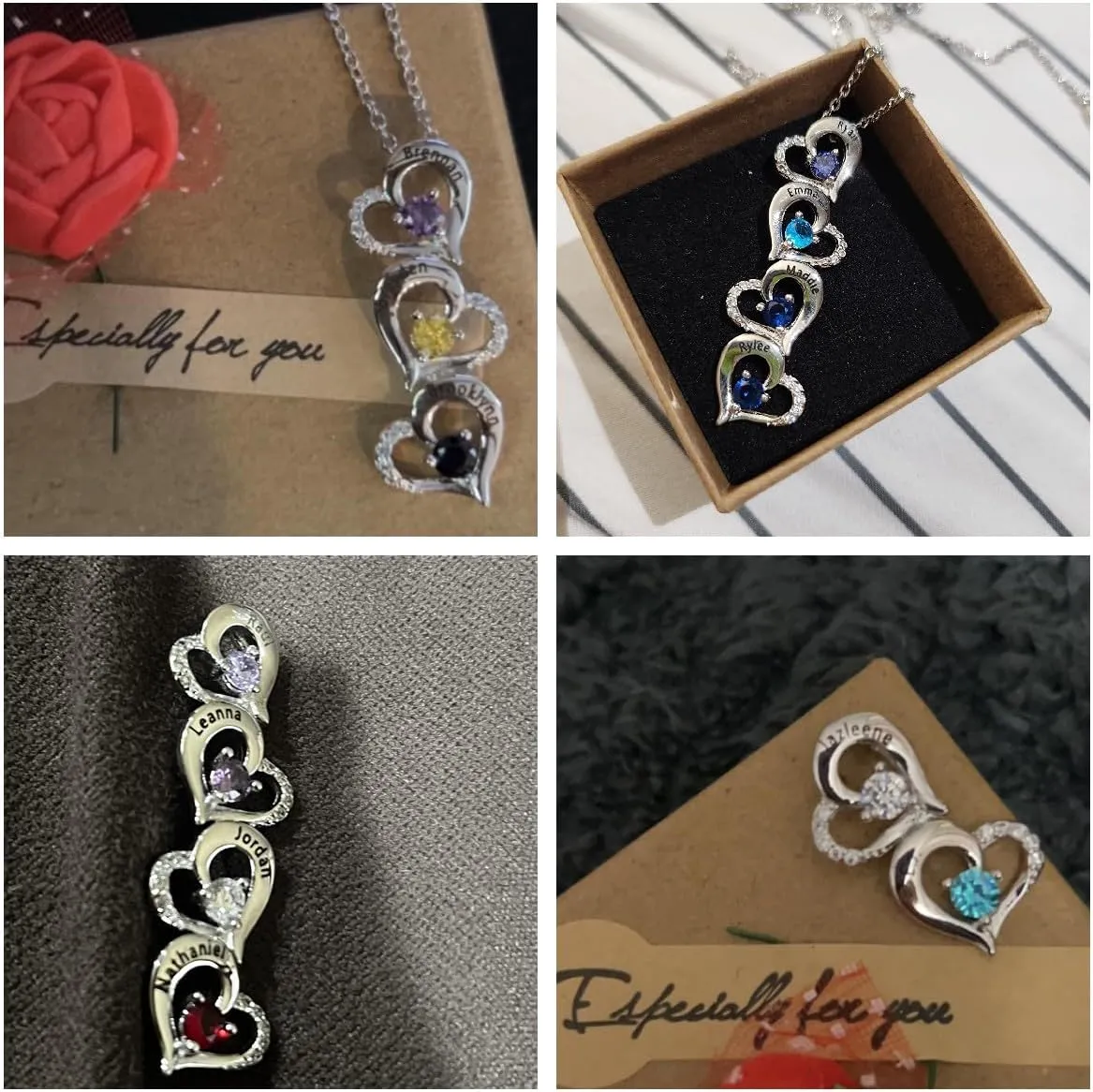 ALBERTBAND Mothers Day Gifts for Mom Personalized Heart Necklaces for Mother Birthstone Necklaces for Women Mom Necklace Custom Name Necklace Gifts for Grandmother