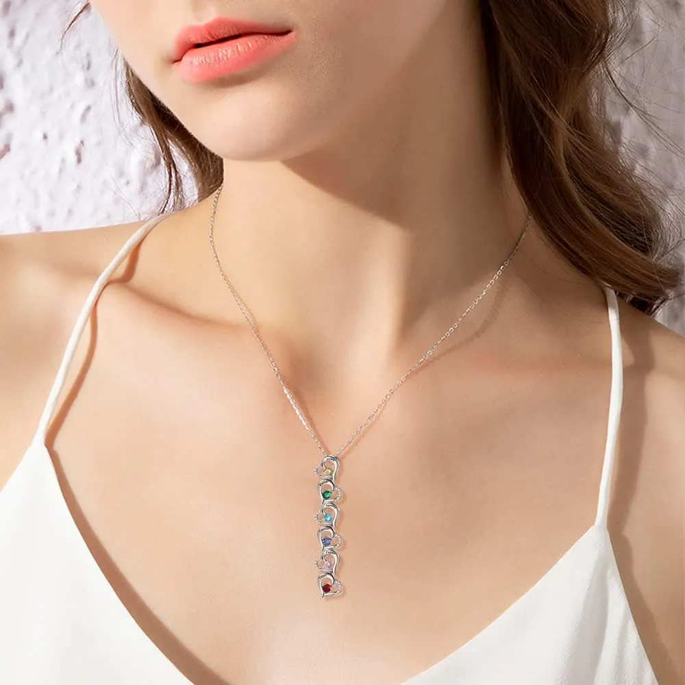 ALBERTBAND Mothers Day Gifts for Mom Personalized Heart Necklaces for Mother Birthstone Necklaces for Women Mom Necklace Custom Name Necklace Gifts for Grandmother
