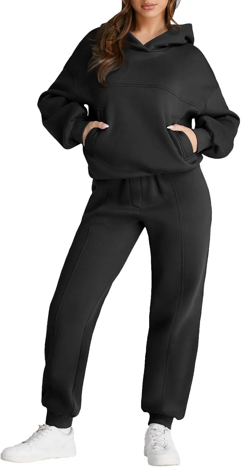 Aleumdr Womens 2 Piece Outfits Matching Sets Sweatsuit Hoodie Oversized Sweatshirts with Sweatpants Tracksuits Fall Outfits