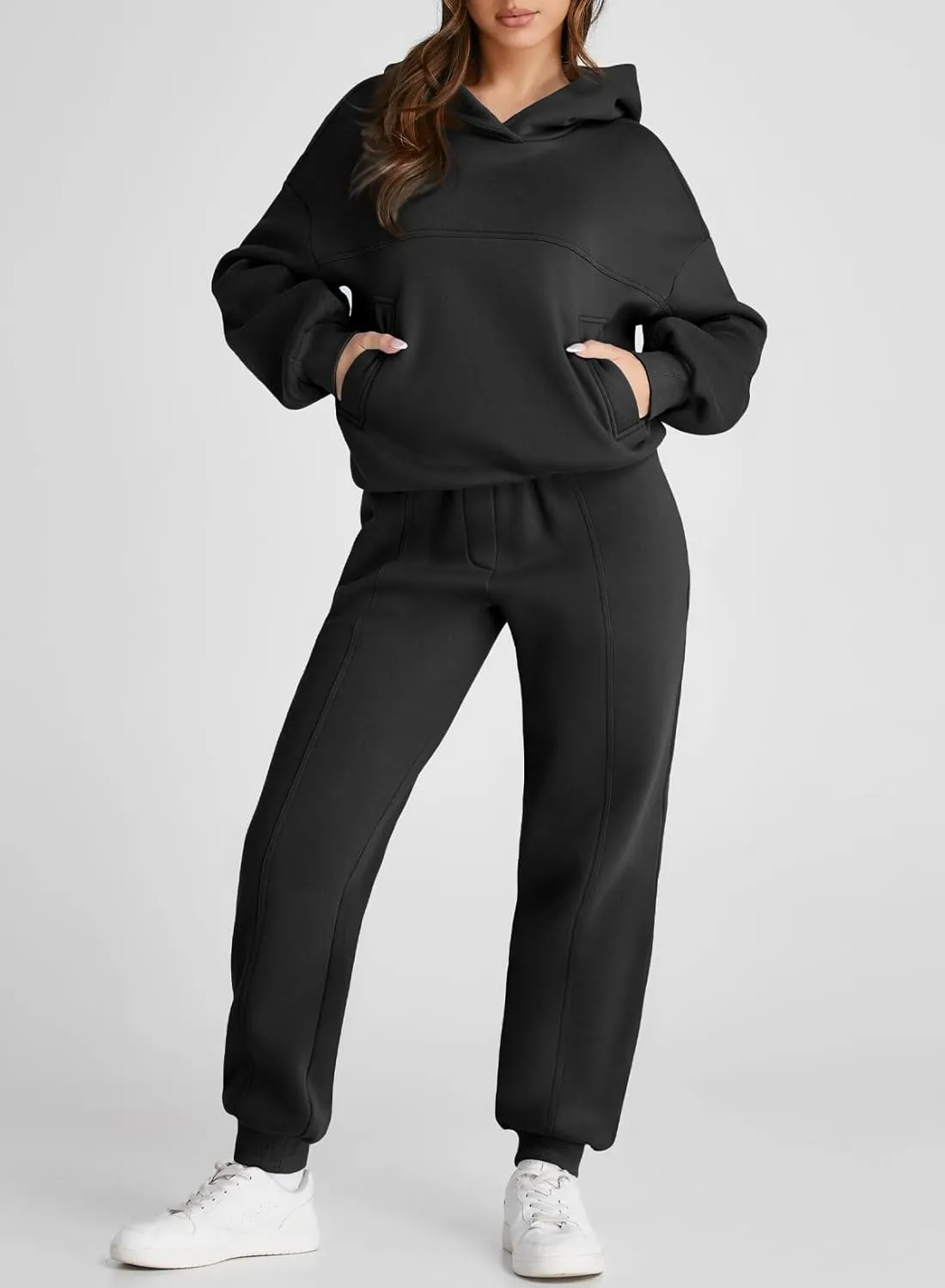 Aleumdr Womens 2 Piece Outfits Matching Sets Sweatsuit Hoodie Oversized Sweatshirts with Sweatpants Tracksuits Fall Outfits