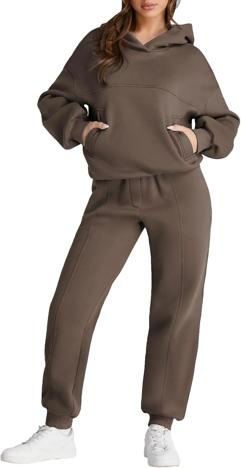 Aleumdr Womens 2 Piece Outfits Matching Sets Sweatsuit Hoodie Oversized Sweatshirts with Sweatpants Tracksuits Fall Outfits