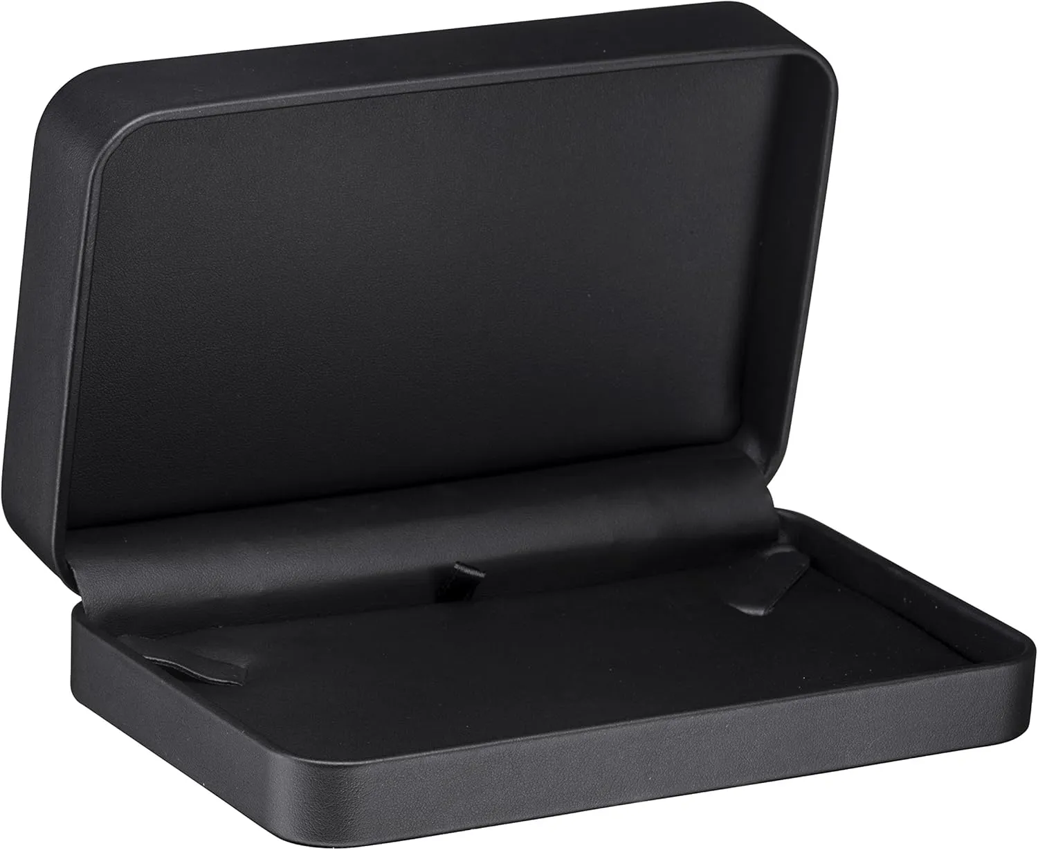 ALLURE - Rich Leatherette Necklace Box, Premium Black Luxury Diamond Necklace Case, Soft Velvet Interior. With Matching Black Interior Leather Ideal for Proposals, Engagement, Wedding Anniversary