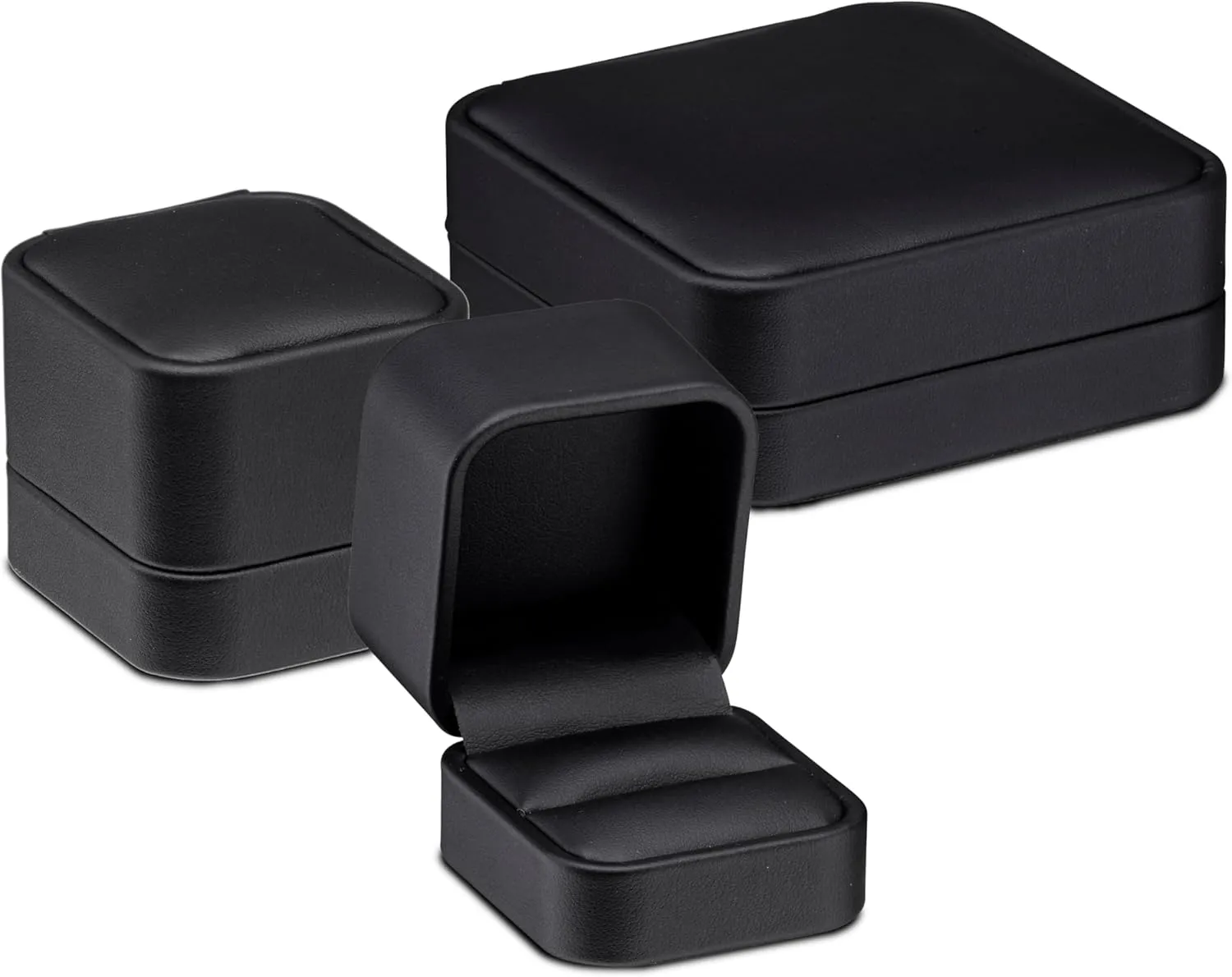 ALLURE - Rich Leatherette Necklace Box, Premium Black Luxury Diamond Necklace Case, Soft Velvet Interior. With Matching Black Interior Leather Ideal for Proposals, Engagement, Wedding Anniversary