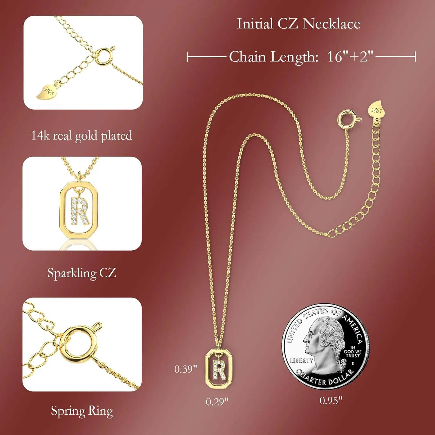 AMORAMOR & FOREVER 14k Gold Plated Dainty Initial Necklaces for Women Monogram Cute Letter Name Choker Necklaces Personalized Tiny Pendant CZ Cubic Zirconia Necklace