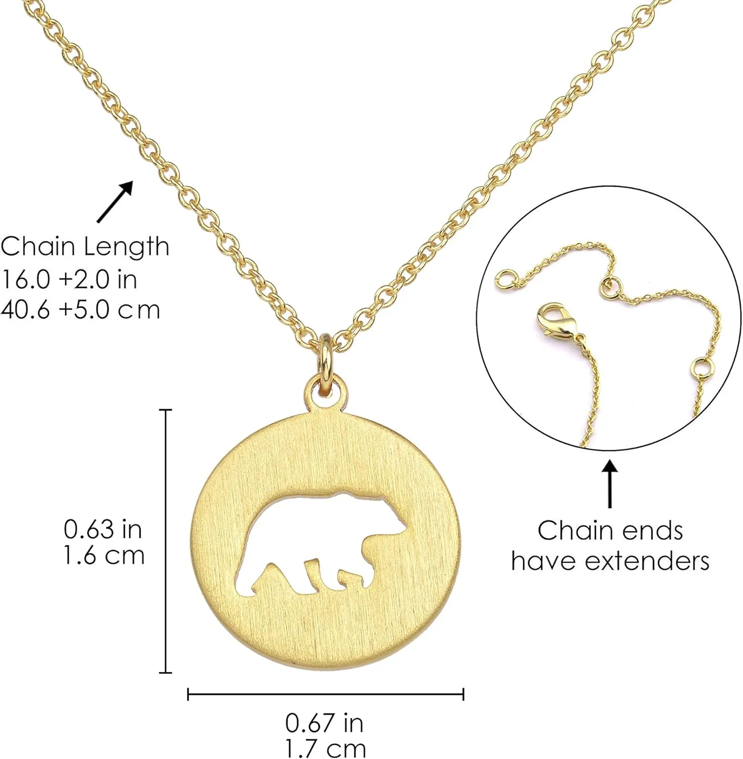 Animal Necklace 18K Gold Silver Plated Animal Cutouts Charm Pendant Necklace Bear Moose Goat Deer Elk Necklace Wildlife Nature Jewelry Gift for Women Men