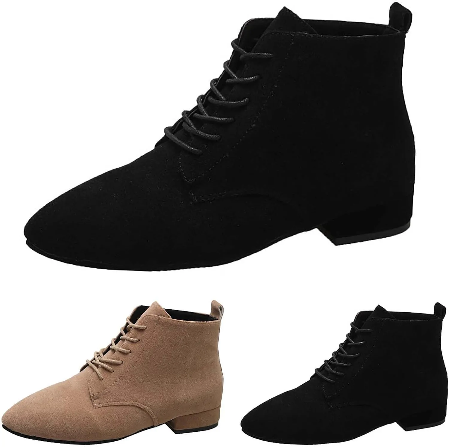 Ankle Boots Womens Black Boots Cute Fall Boots Women's Size 11 Womens Leather Booties and Ankle Boots No Heel Wide Width Booties for Women Low Heel