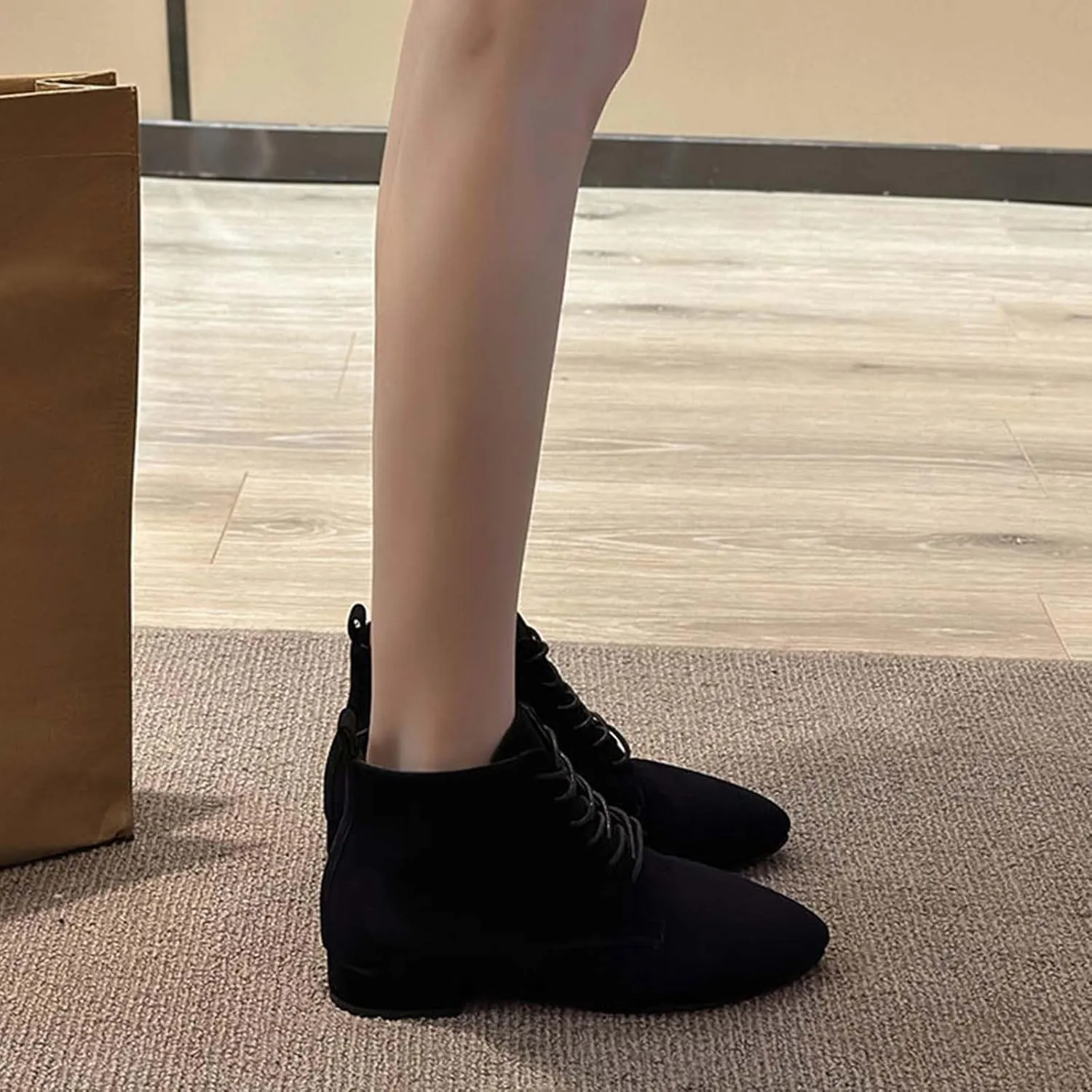 Ankle Boots Womens Black Boots Cute Fall Boots Women's Size 11 Womens Leather Booties and Ankle Boots No Heel Wide Width Booties for Women Low Heel