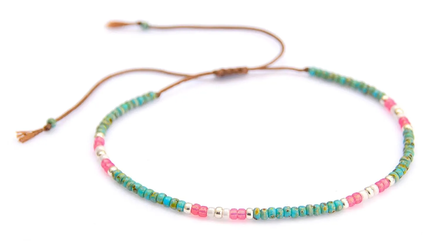 Anklet for Women, Turquoise Beaded Boho Anklet, Bohemian Hippie Colorful Beach Summer Waterproof Anklet for Women Teens and Girls, Native American Style, Adjustable, Handmade by Tribes