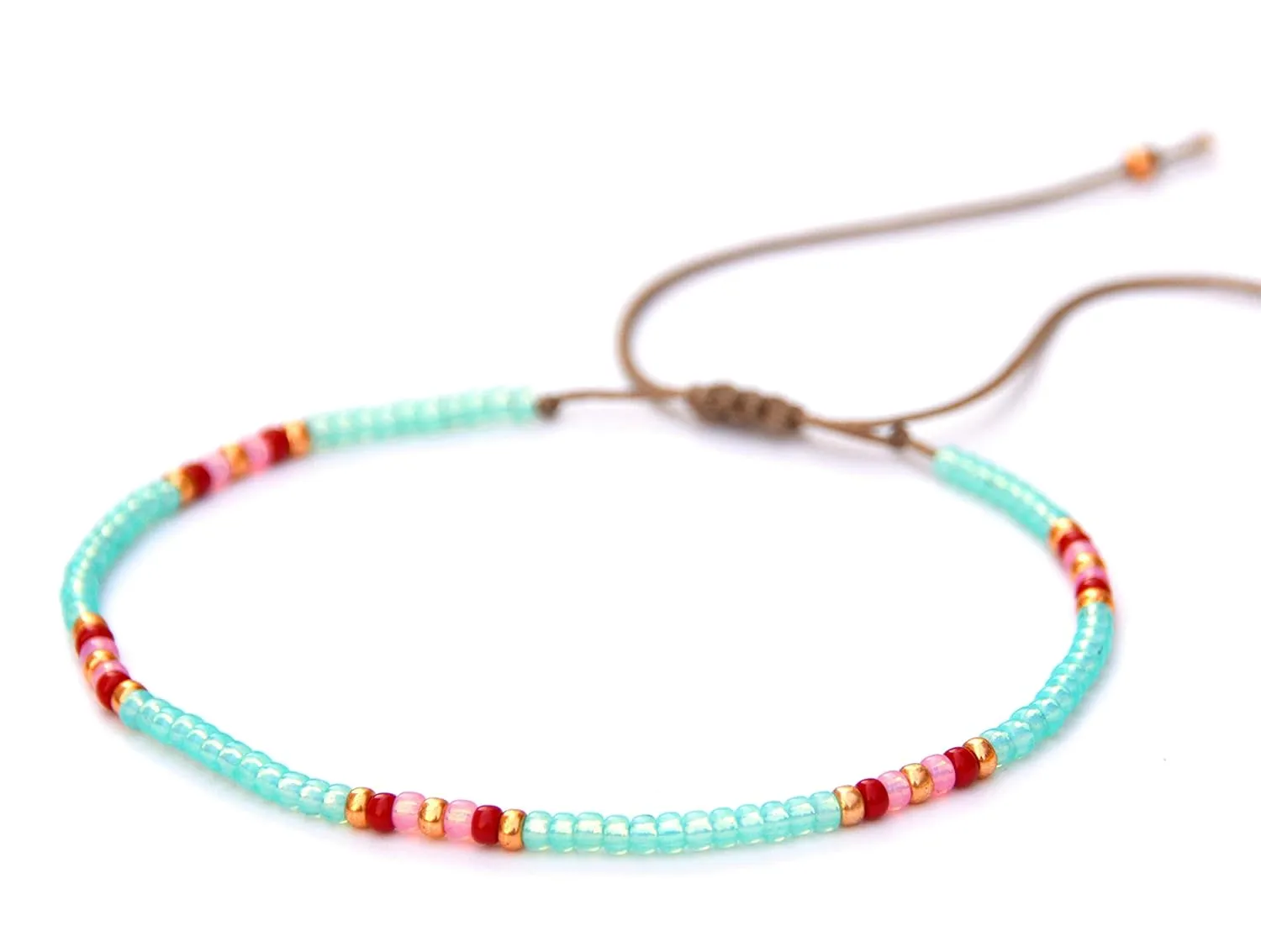 Anklet for women, Unique Beaded Aqua Colorful Waterproof Beach Anklet, Boho Bohemian Hippie Native American Style, Handmade by Tribes