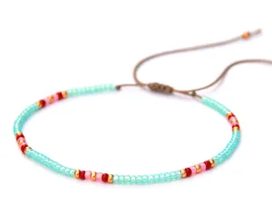 Anklet for women, Unique Beaded Aqua Colorful Waterproof Beach Anklet, Boho Bohemian Hippie Native American Style, Handmade by Tribes