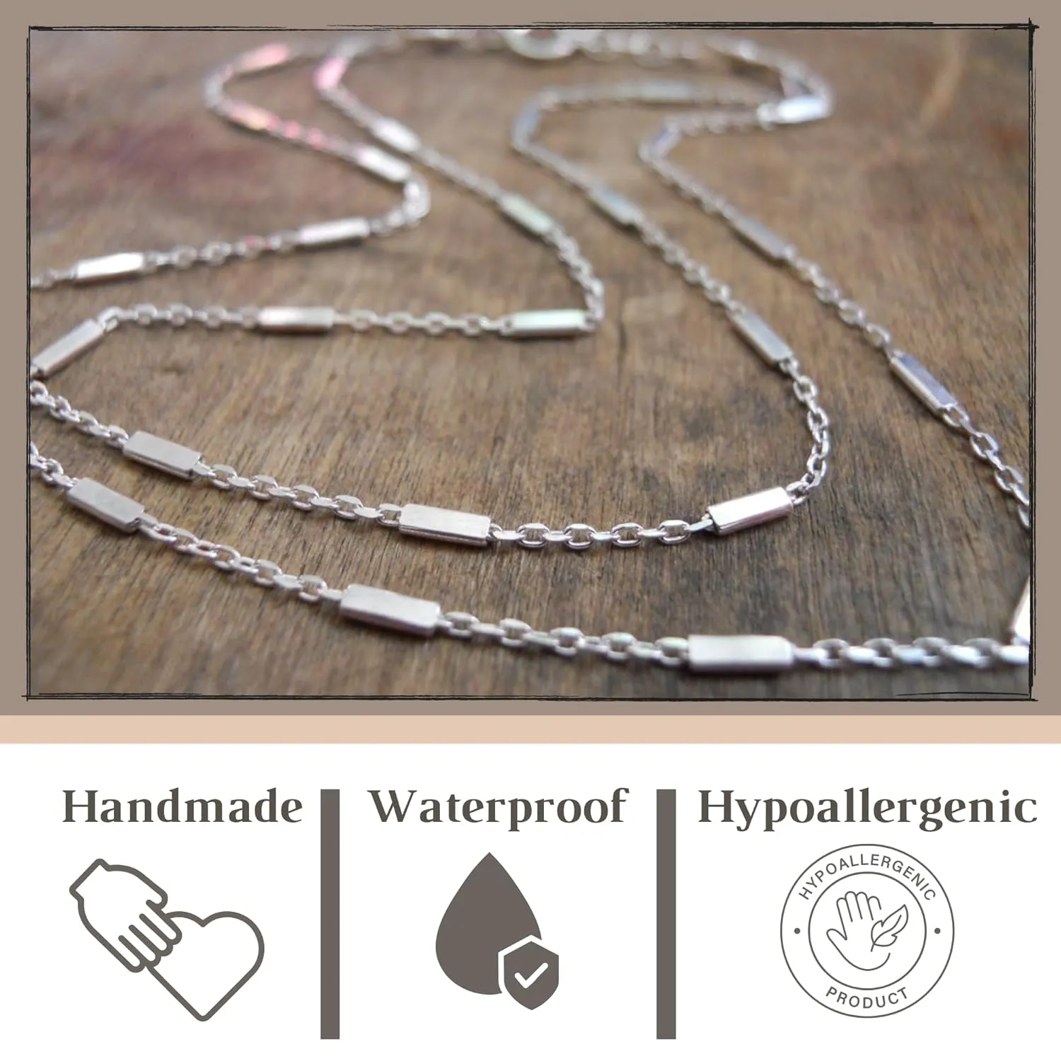 Annika Bella Double Chain Ankle Wrap, 925 Sterling Silver Anklet for Women, Dainty Adjustable Waterproof Anklets for Women (Tubes)