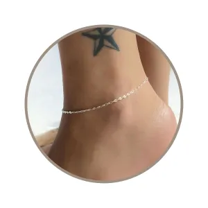 Annika Bella Lace Chain Ankle Bracelet, 925 Sterling Silver Anklets for Women, Adjustable Waterproof Layering Leg Jewelry, Gift for Her (Lace Chain)