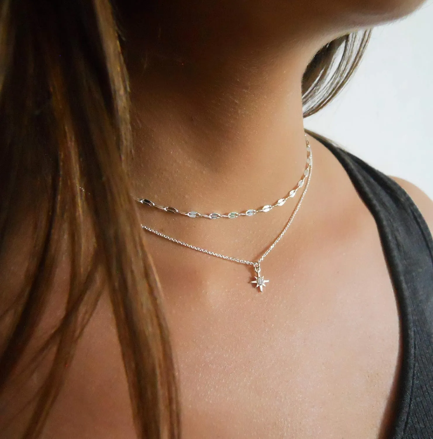 Annika Bella Lace Choker, 925 Silver Chain Necklace, Length 13-16 Inches, Necklaces for Women Teen, Sterling Silver Jewelry (Lace Chain)