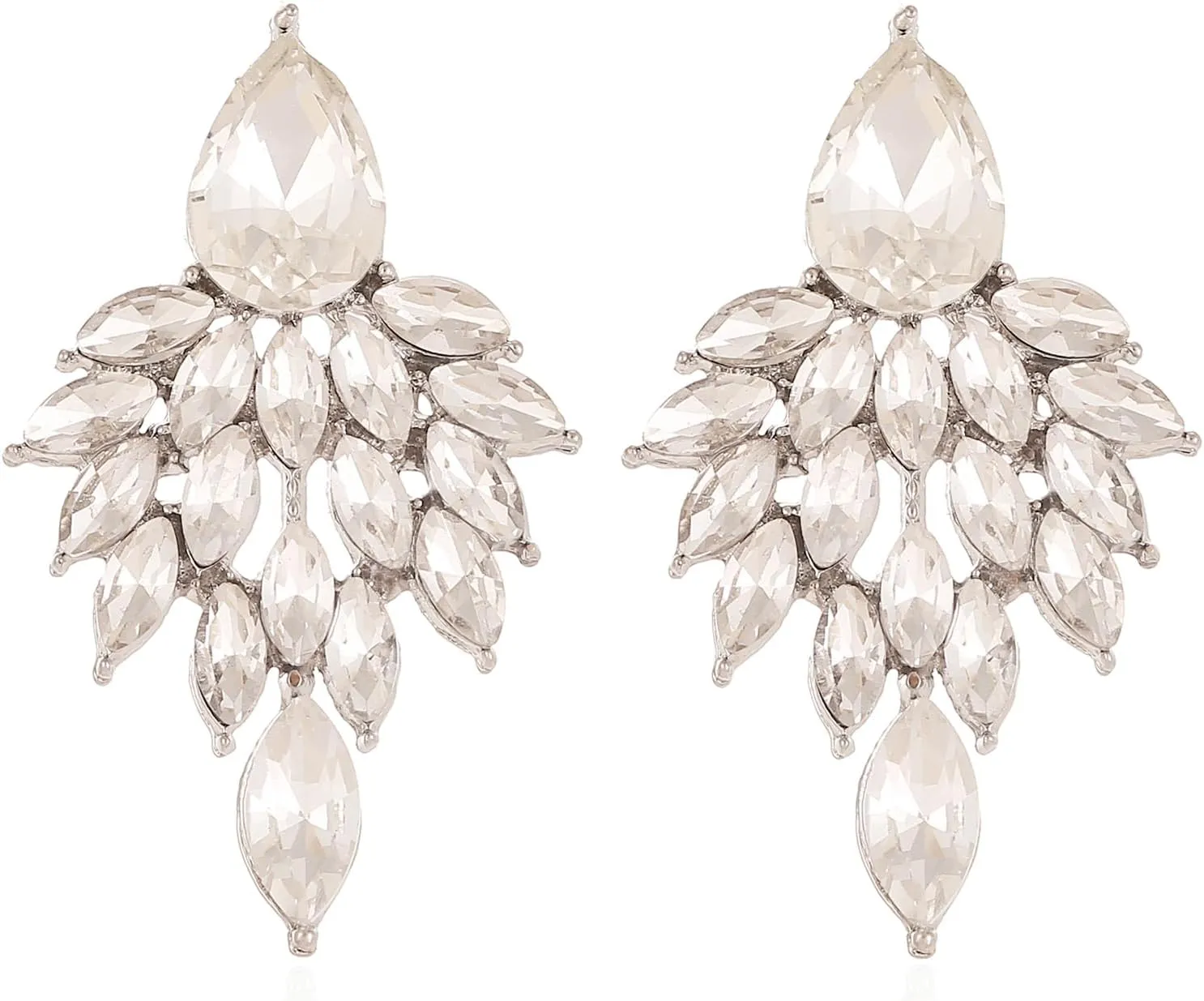 ATIMIGO Rhinestone Cluster Drop Earrings Elegant Crystal Statement Earrings Bridal Wedding Prom Earrings for Women