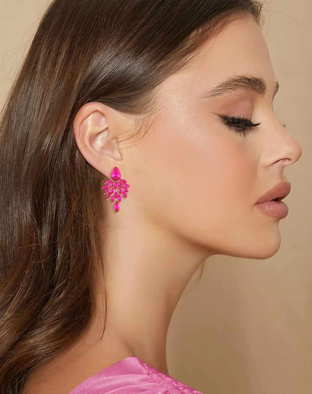 ATIMIGO Rhinestone Cluster Drop Earrings Elegant Crystal Statement Earrings Bridal Wedding Prom Earrings for Women