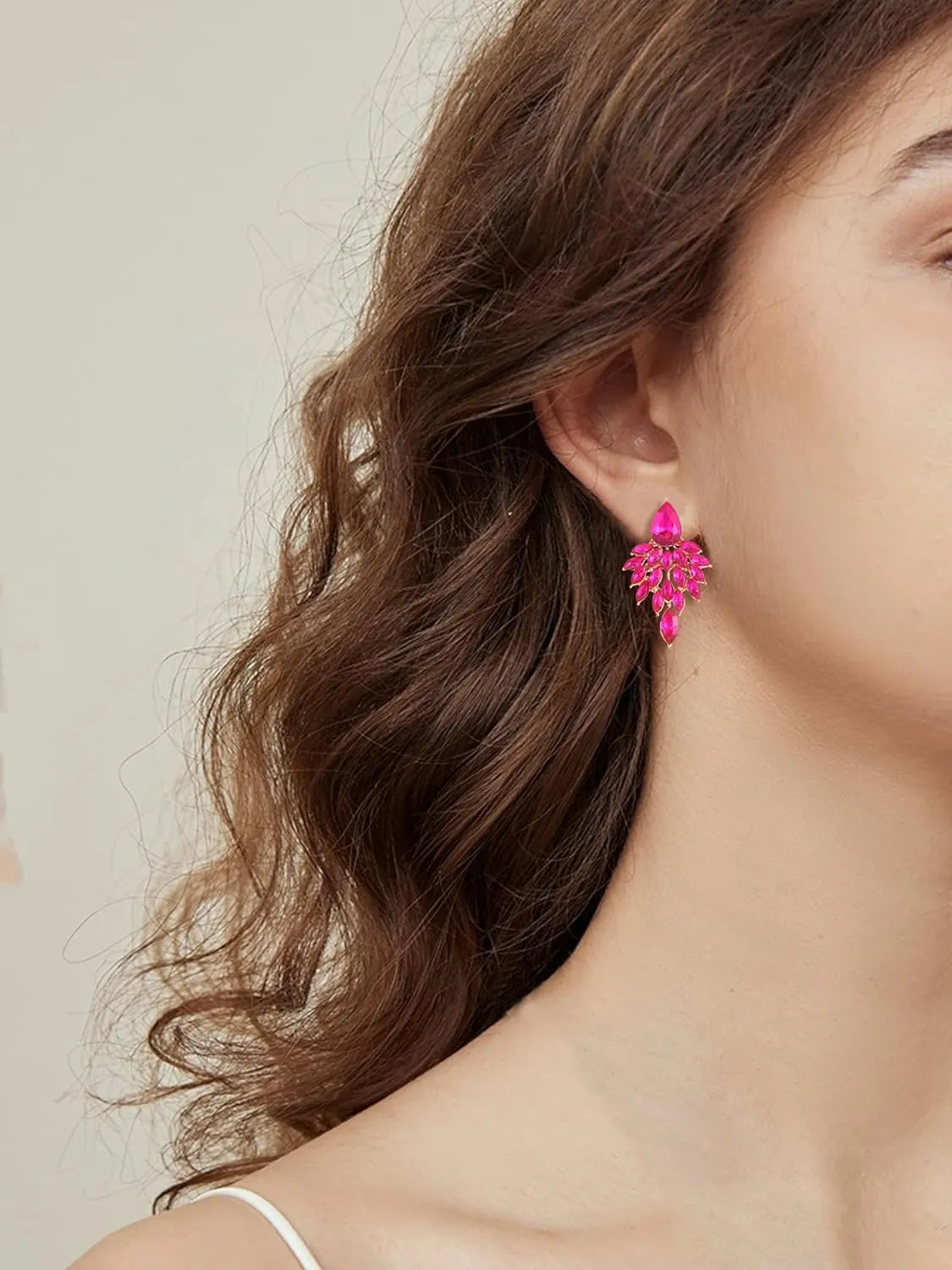 ATIMIGO Rhinestone Cluster Drop Earrings Elegant Crystal Statement Earrings Bridal Wedding Prom Earrings for Women