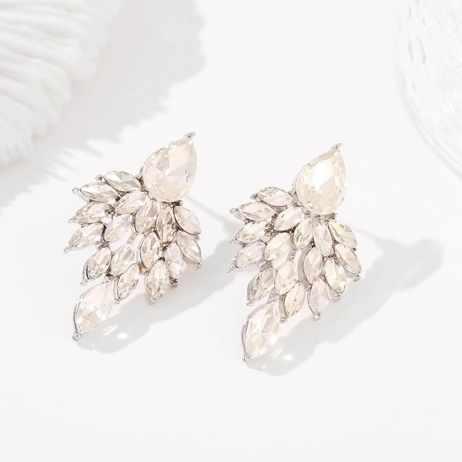 ATIMIGO Rhinestone Cluster Drop Earrings Elegant Crystal Statement Earrings Bridal Wedding Prom Earrings for Women