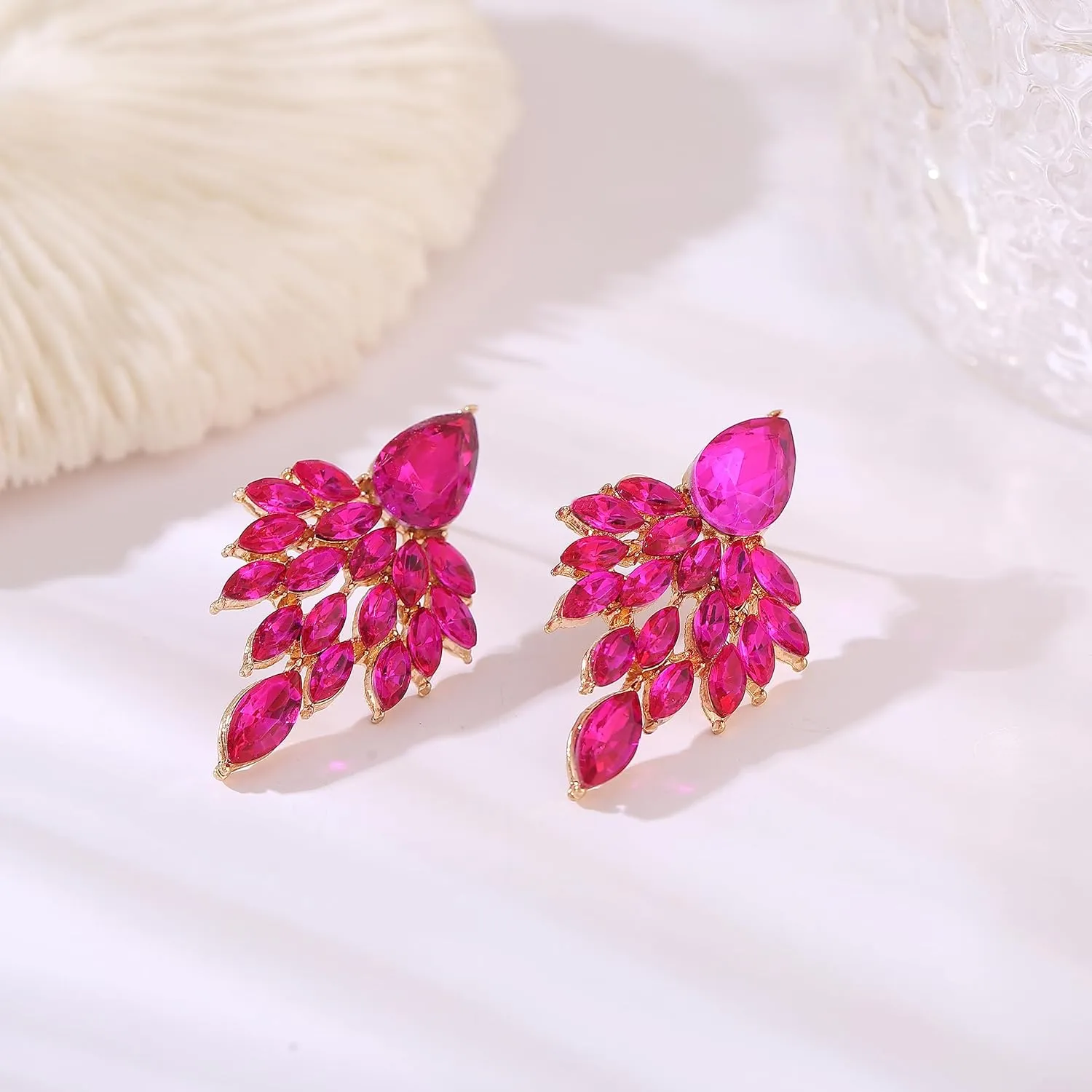 ATIMIGO Rhinestone Cluster Drop Earrings Elegant Crystal Statement Earrings Bridal Wedding Prom Earrings for Women