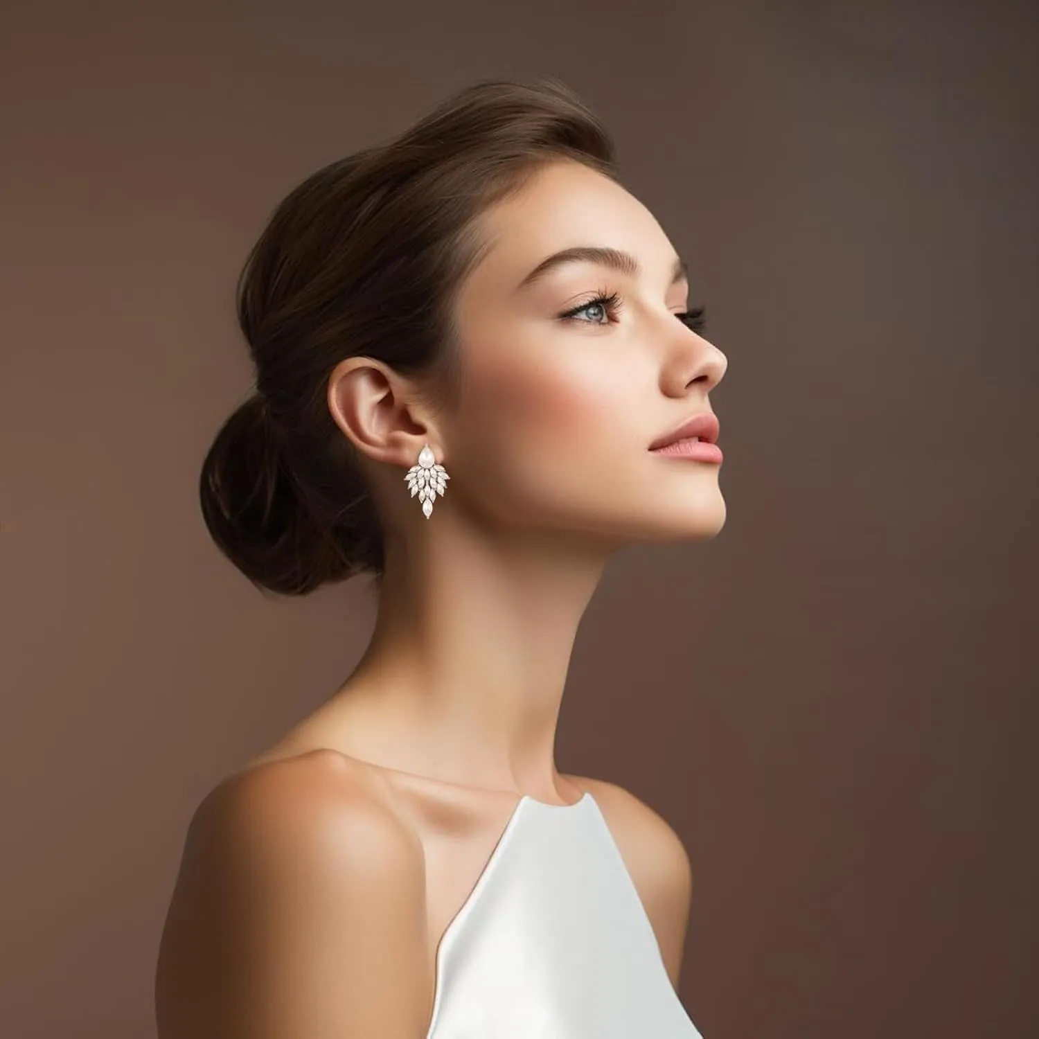 ATIMIGO Rhinestone Cluster Drop Earrings Elegant Crystal Statement Earrings Bridal Wedding Prom Earrings for Women