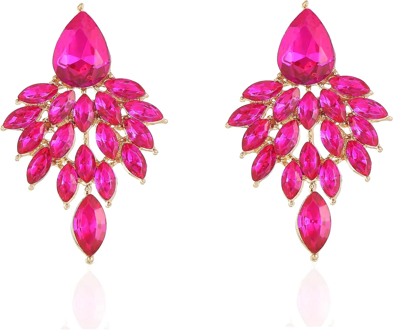 ATIMIGO Rhinestone Cluster Drop Earrings Elegant Crystal Statement Earrings Bridal Wedding Prom Earrings for Women