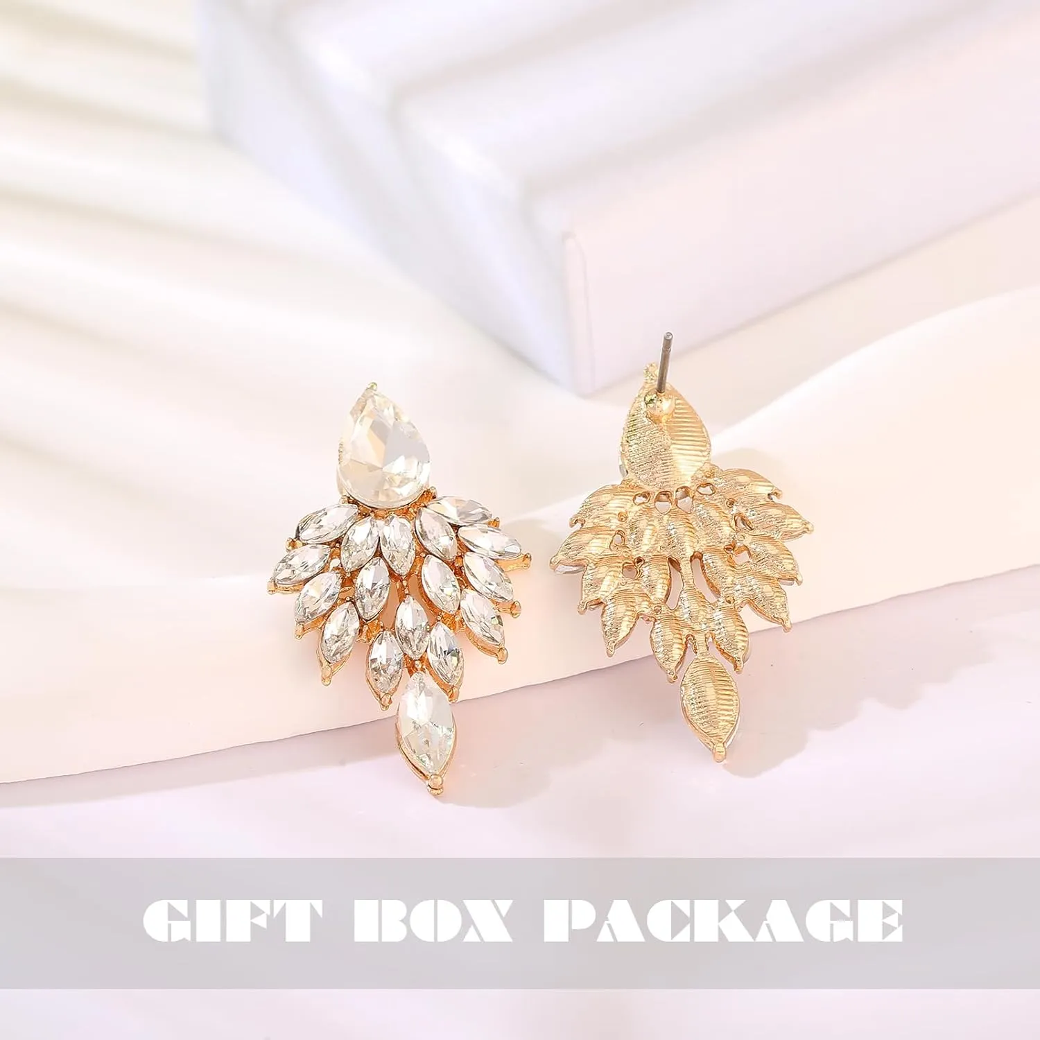 ATIMIGO Rhinestone Cluster Drop Earrings Elegant Crystal Statement Earrings Bridal Wedding Prom Earrings for Women