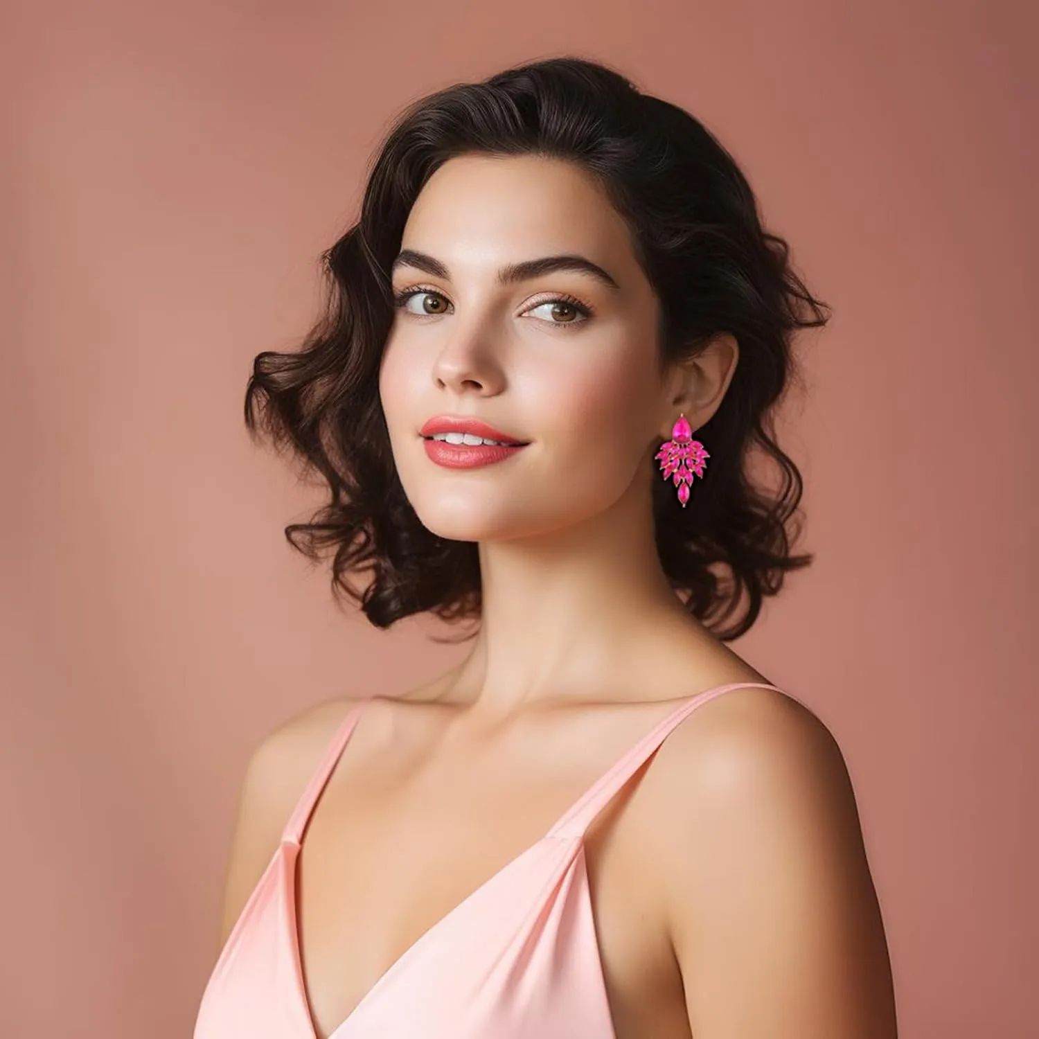 ATIMIGO Rhinestone Cluster Drop Earrings Elegant Crystal Statement Earrings Bridal Wedding Prom Earrings for Women