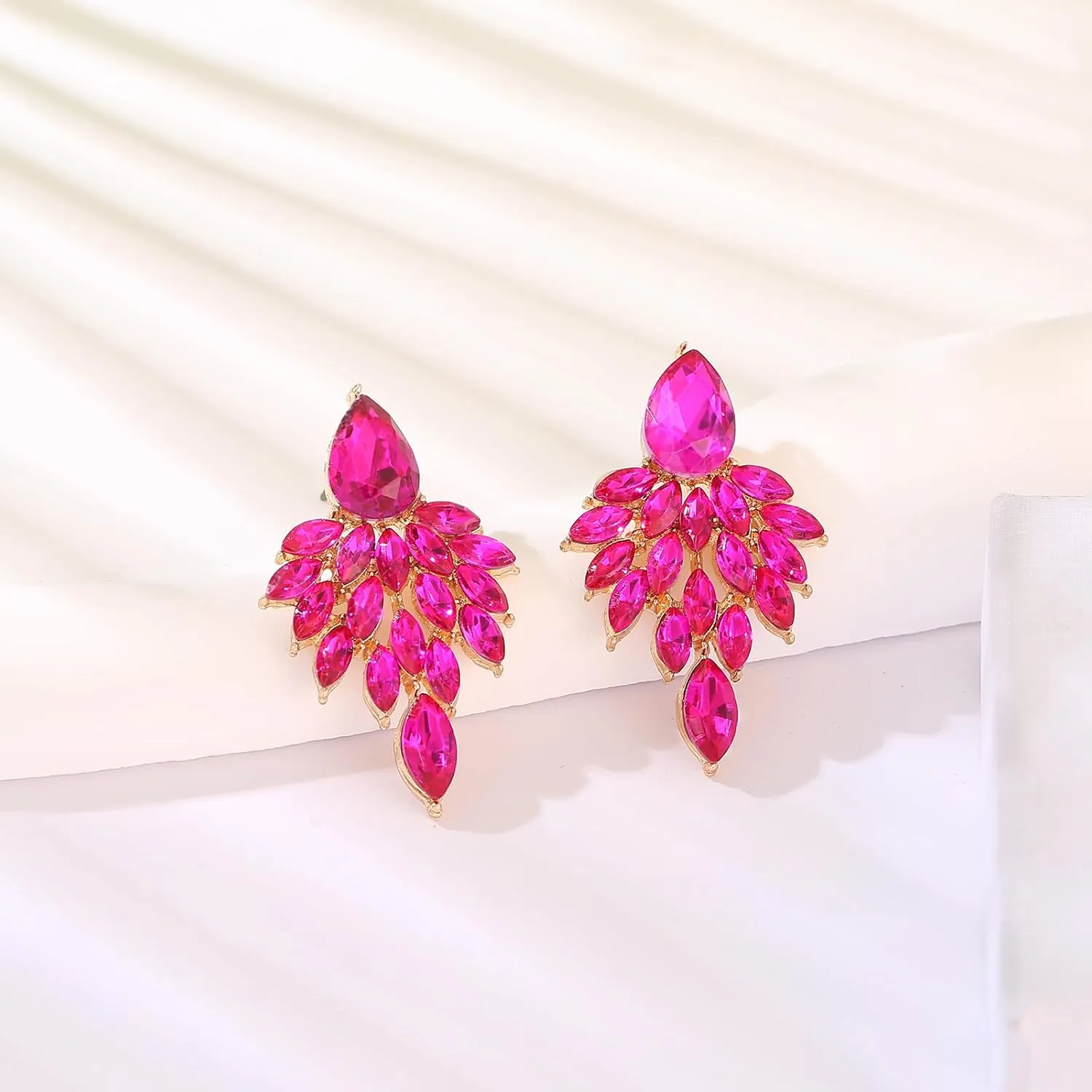ATIMIGO Rhinestone Cluster Drop Earrings Elegant Crystal Statement Earrings Bridal Wedding Prom Earrings for Women
