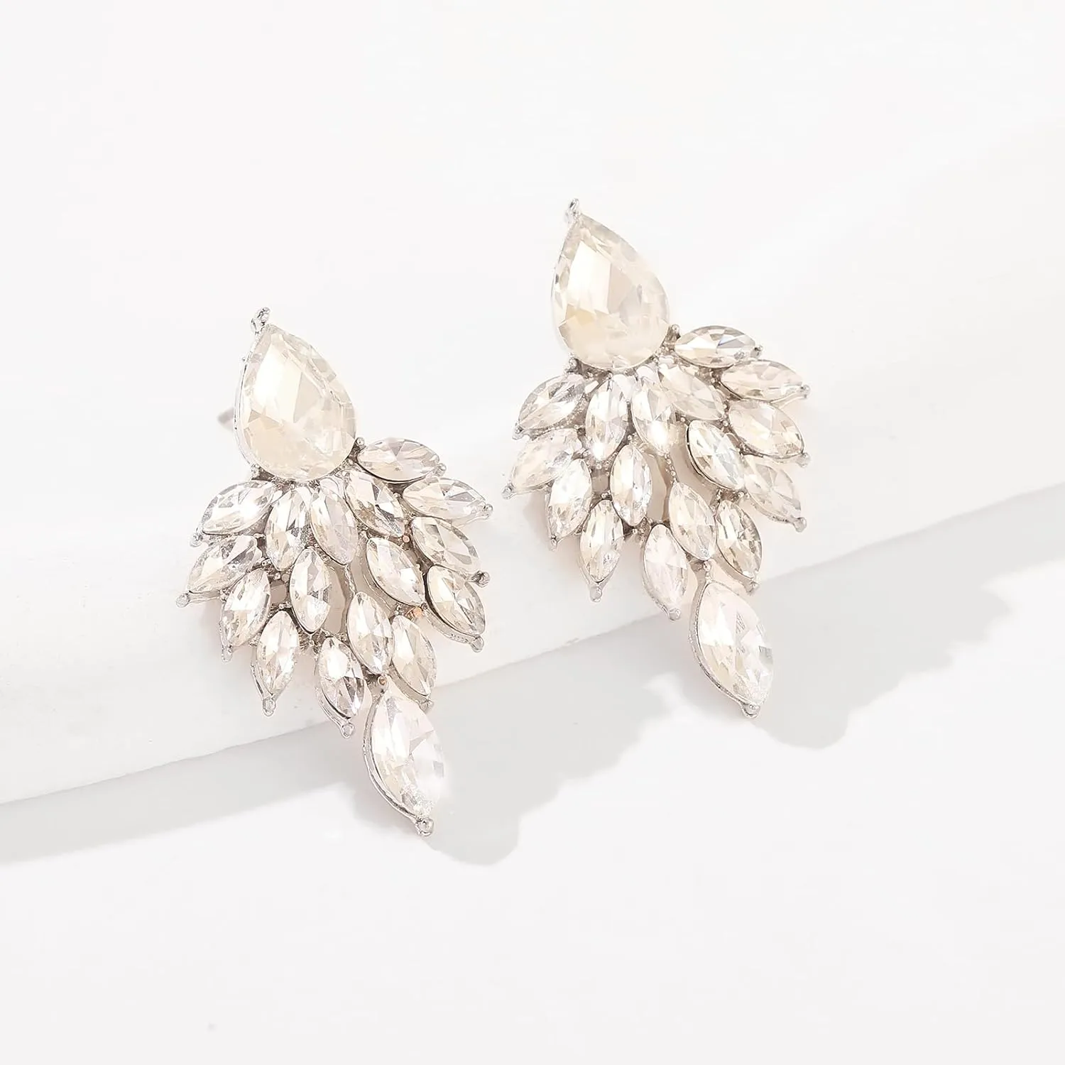 ATIMIGO Rhinestone Cluster Drop Earrings Elegant Crystal Statement Earrings Bridal Wedding Prom Earrings for Women