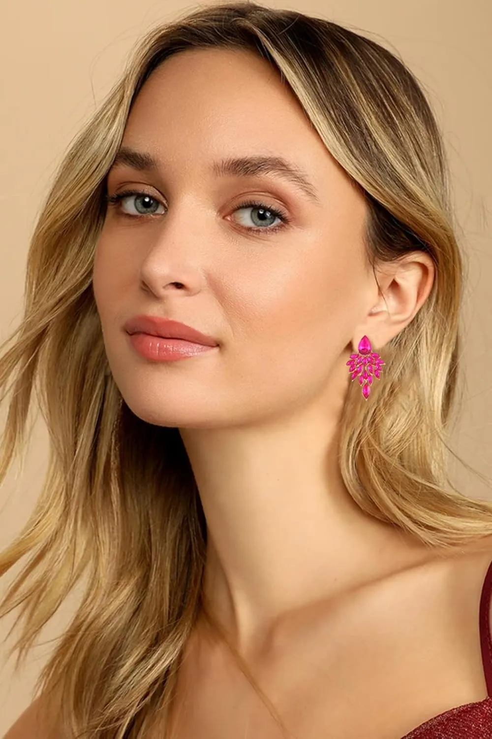 ATIMIGO Rhinestone Cluster Drop Earrings Elegant Crystal Statement Earrings Bridal Wedding Prom Earrings for Women