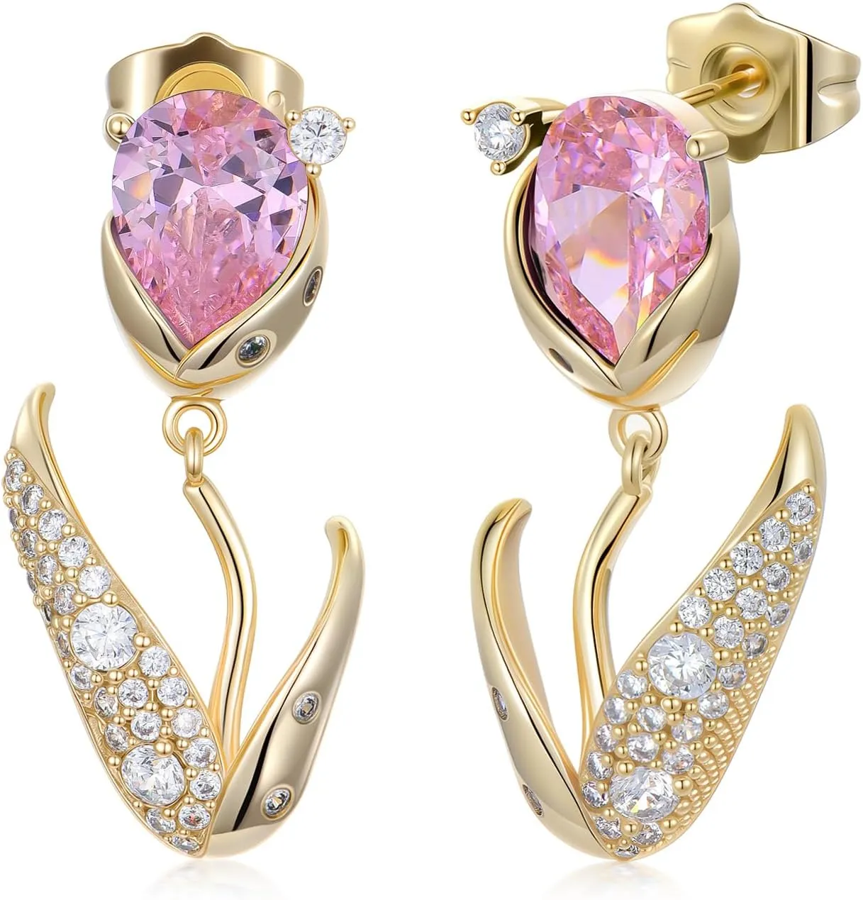 Austrian Crystal Tulip Earrings 18K Gold-plated Tulip Dangle Drop Earrings Flower Jewelry Gifts for Women