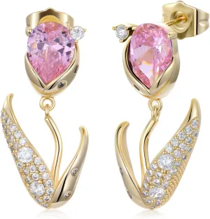 Austrian Crystal Tulip Earrings 18K Gold-plated Tulip Dangle Drop Earrings Flower Jewelry Gifts for Women