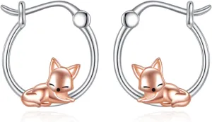Axolotl/Koala/Pig/Octopus/Fox/Dinosaur Hoop Earrings for Women Girls 925 Sterling Silver Cute Animal Huggie Earrings Jewelry Gifts