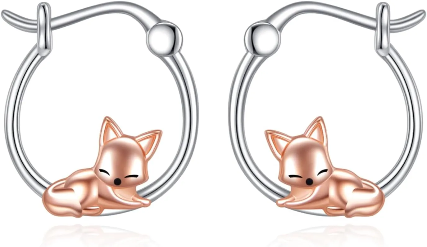 Axolotl/Koala/Pig/Octopus/Fox/Dinosaur Hoop Earrings for Women Girls 925 Sterling Silver Cute Animal Huggie Earrings Jewelry Gifts