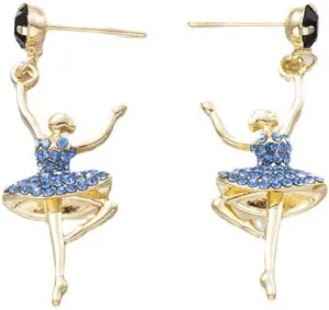 Ballet Ballerina Gymnastics Crystal Bling Heart Dance Earrings - Sparkling Recital Gifts