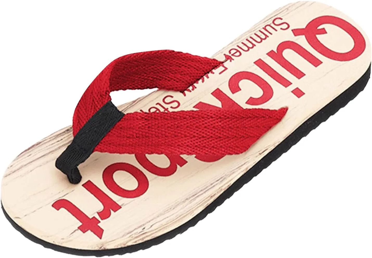 Beach Slippers Arch Support Fashion Spring And Summer Men Flip Flops Flat Bottom Lightweight Non Slip Wood Grain Casual Beach