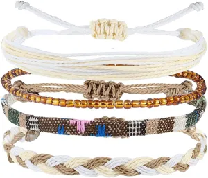 Beach Summer Ankle Bracelet for Women Handmade Braided Adjustable String Anklets Waterproof Surfer Bracelet