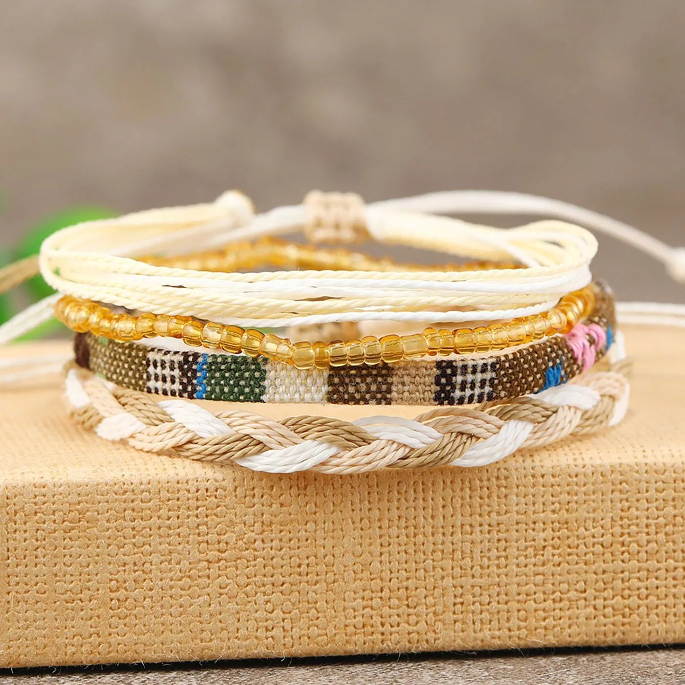 Beach Summer Ankle Bracelet for Women Handmade Braided Adjustable String Anklets Waterproof Surfer Bracelet