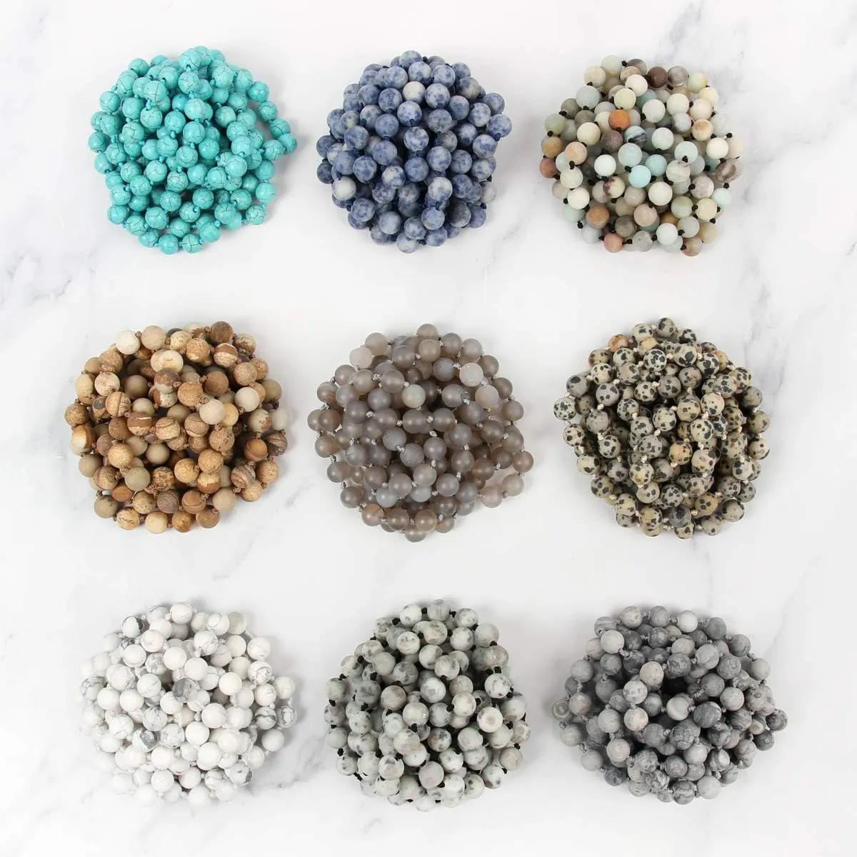 Bead Strand Versatile 60" Long Wrap Necklace - Handmade Knotted Multi Layer Sparkly Crystal, Semi Precious Natural Stone, Lava, Glass Faux Pearl