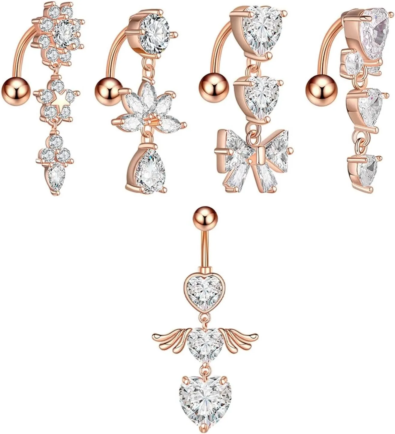 Belly Rings for Women Western, Stainless Steel Belly Button Rings Dangle 14G Navel Piercings Jewelry Inverted Unique Gifts