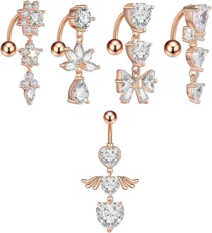 Belly Rings for Women Western, Stainless Steel Belly Button Rings Dangle 14G Navel Piercings Jewelry Inverted Unique Gifts