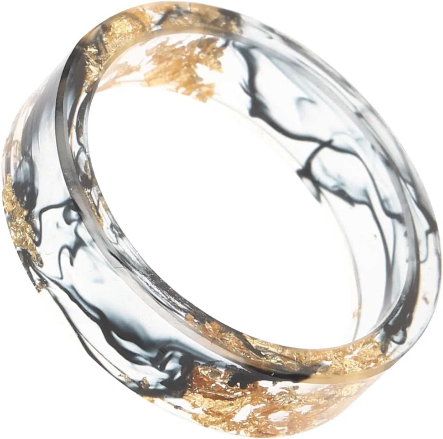 BESPORTBLE Unique Resin and Gold Foil Ring Comfortable Stacking Ring for Women Fashion Knuckle Jewelry