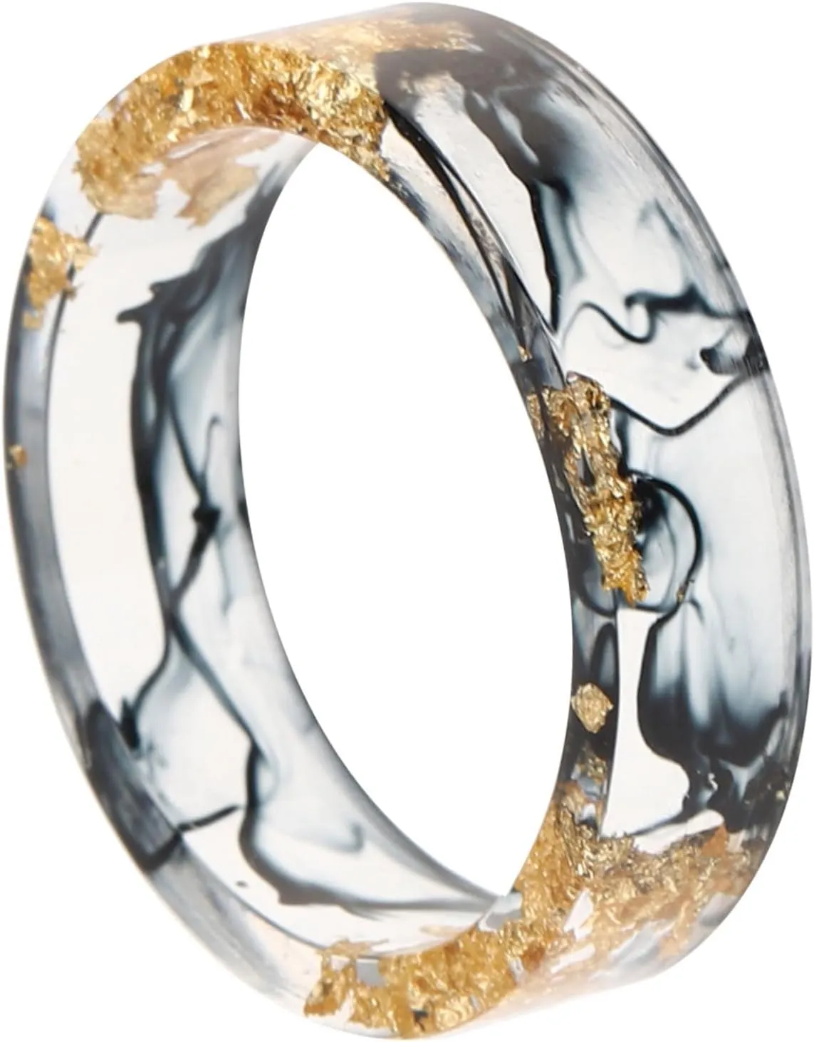 BESTYASH Stackable Resin Gold Foil Ring for Women Aesthetic Knuckle Ring Trendy Jewelry