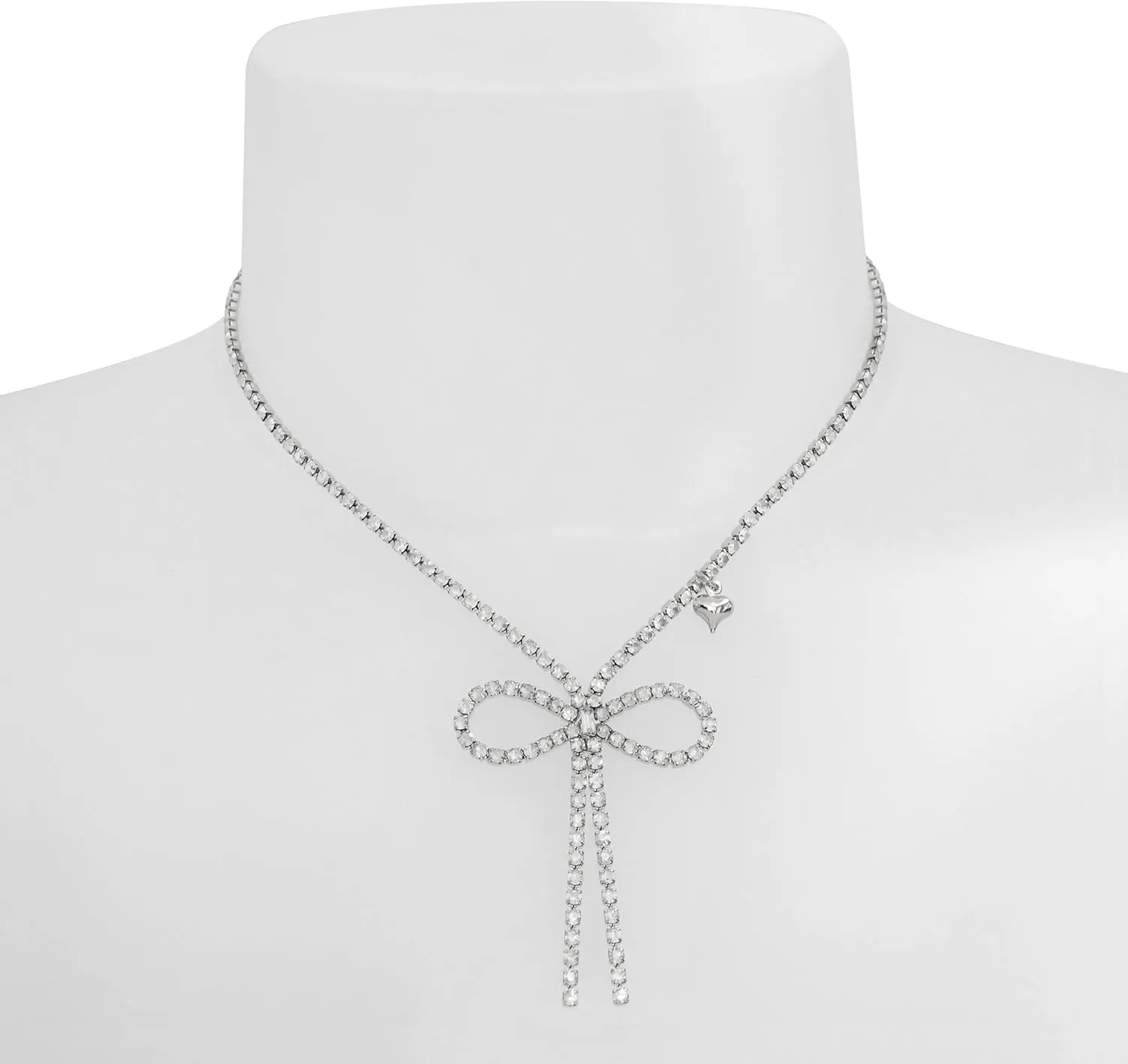 Betsey Johnson Womens Bow Pendant Rhinestone Necklace