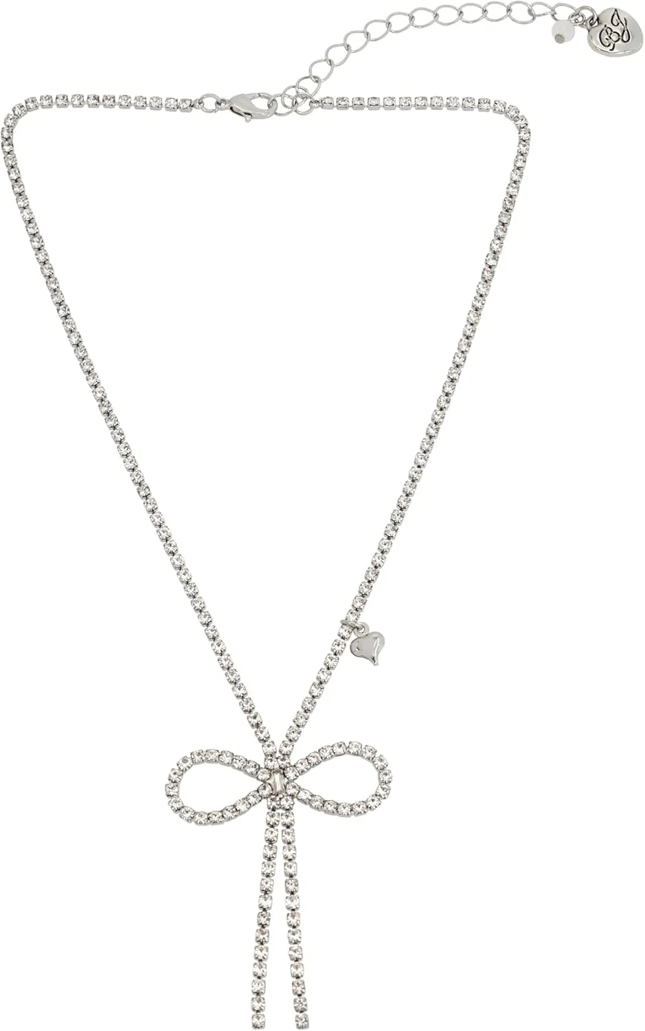 Betsey Johnson Womens Bow Pendant Rhinestone Necklace