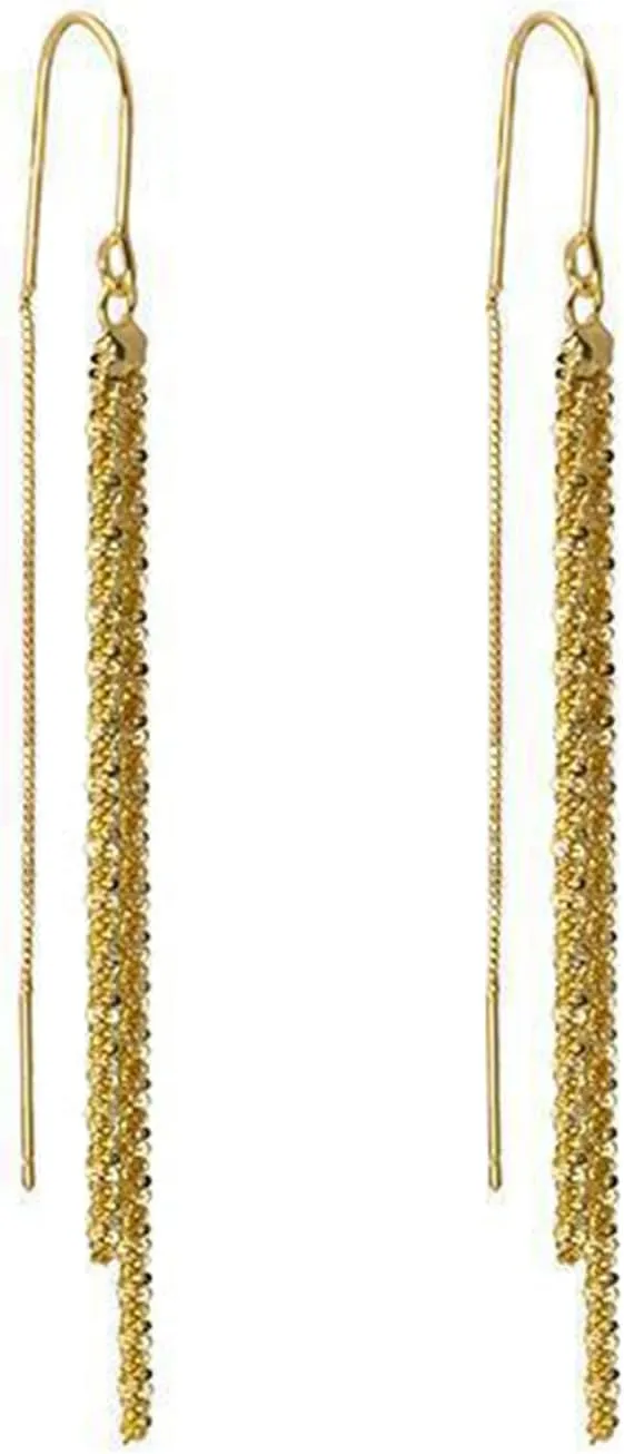 Bi&Yamigeo Tassel Threader Drop Dangle Earrings for Women,Long Dangling Chain Ear Line, Elegant Dangly Waterfall Jewelry for Wedding Prom Party