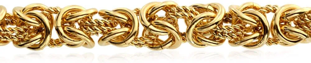 Biker Jewelry Two tone Byzantine Chain Mechanic Double Link Mens Bracelet Men Black Silver Or Gold-Tone Stainless Steel Heavy Flexible 8.5, 9 Inch