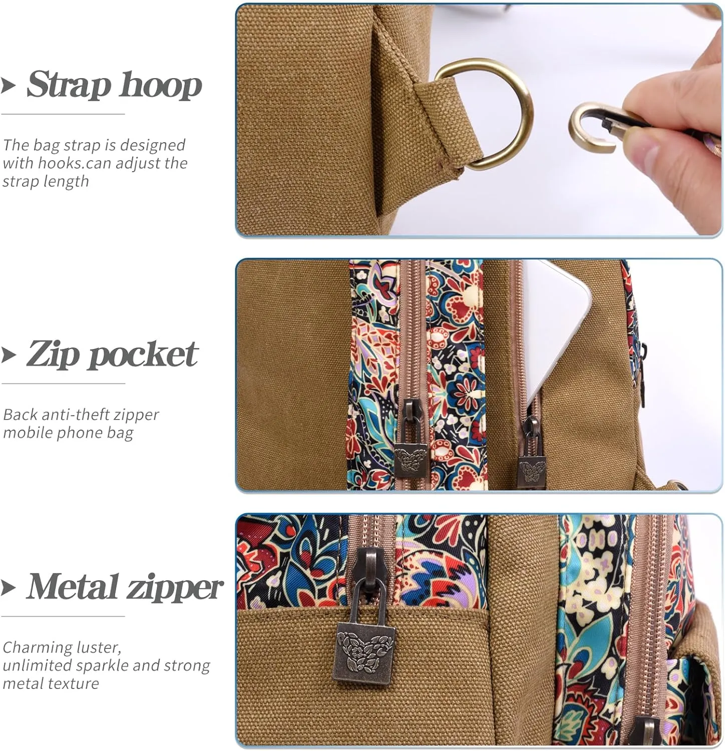 Black Butterfly Premium Backpack for Women, Crossbody Sling Backpack Sling Bag, Travel Hiking Chest Bag Daypack (Khaki)